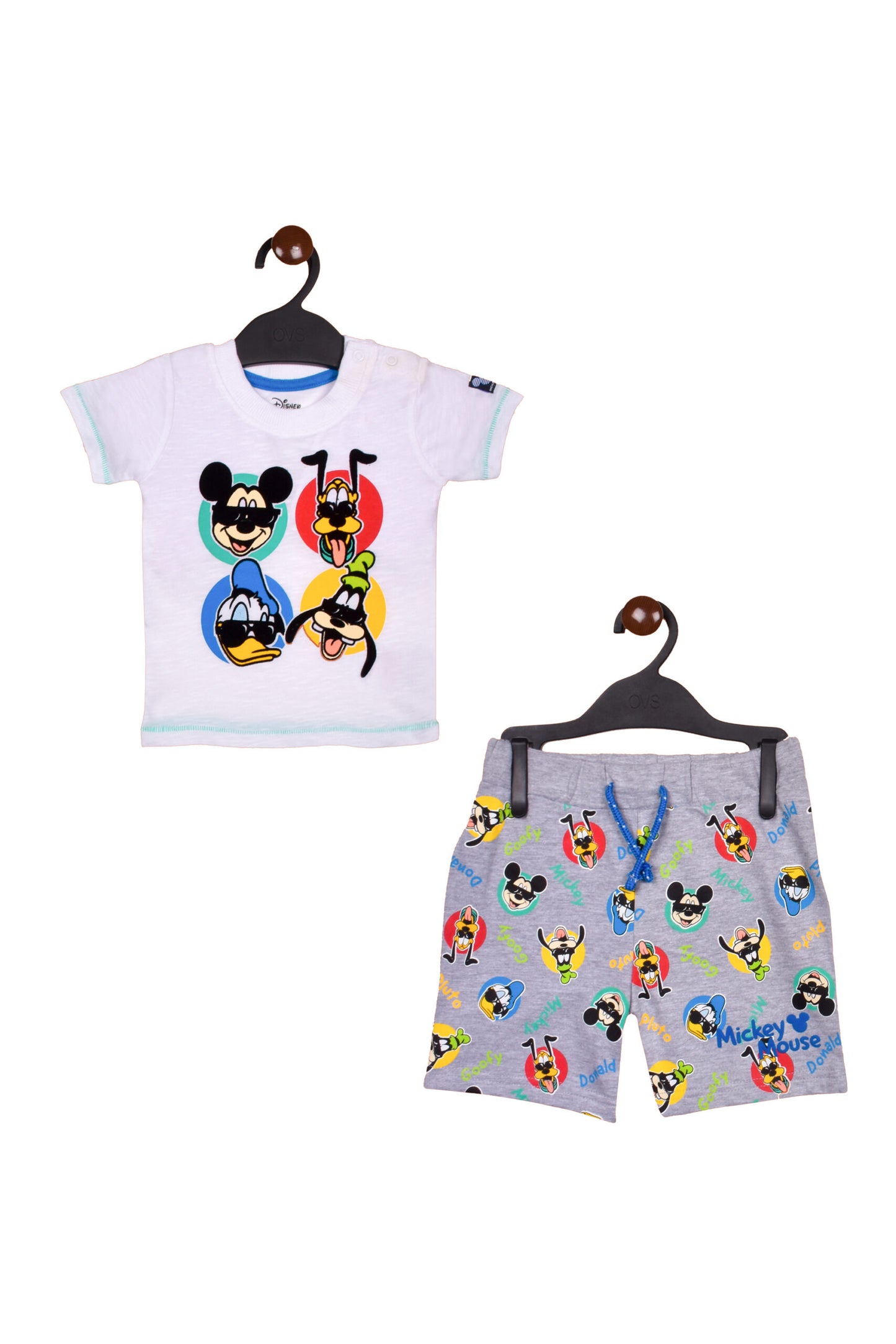 Disney Mickey And Friends Patch Print Boys Shorty Set