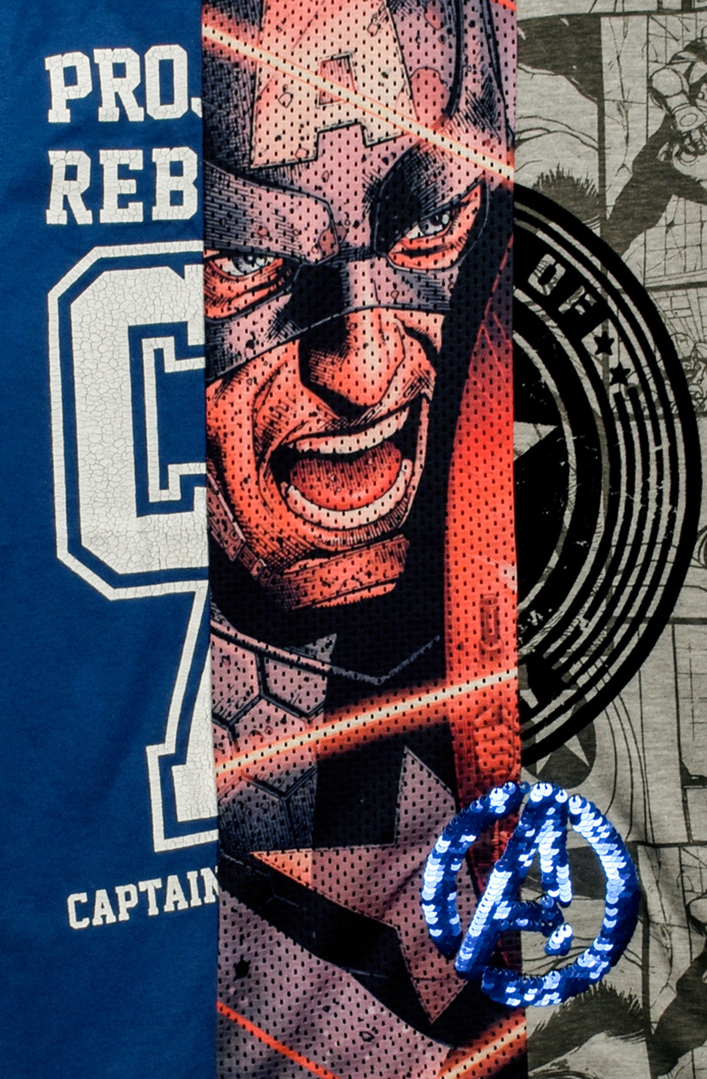 Marvel Captain America Boys Sequin T Shirt