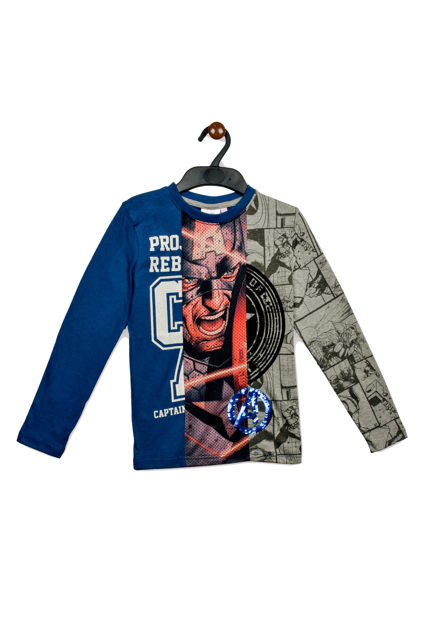 Marvel Captain America Boys Sequin T Shirt