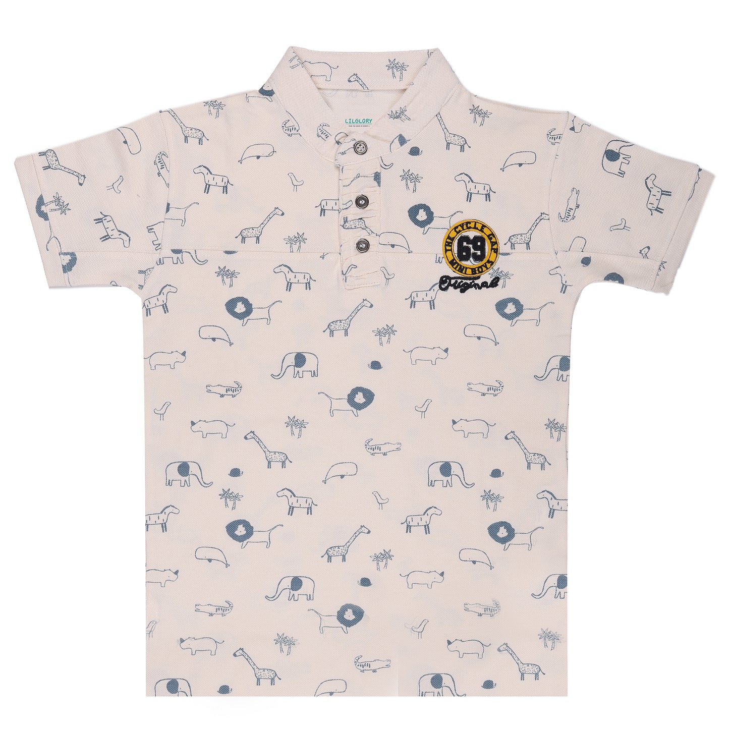 Mandarin Collar Short Sleeve Outing T Shirt