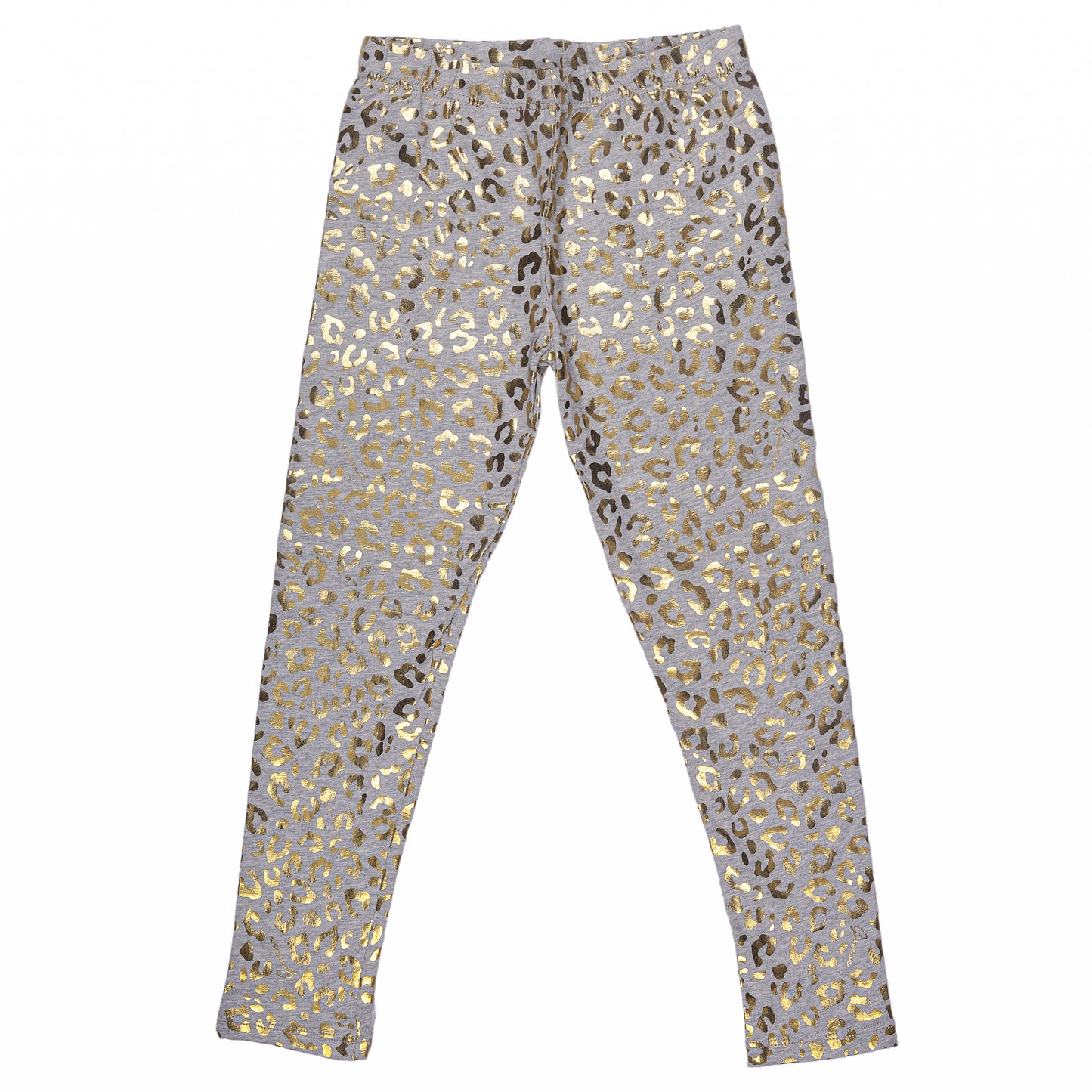 Gold Glitter Leopard Print Legging In Grey