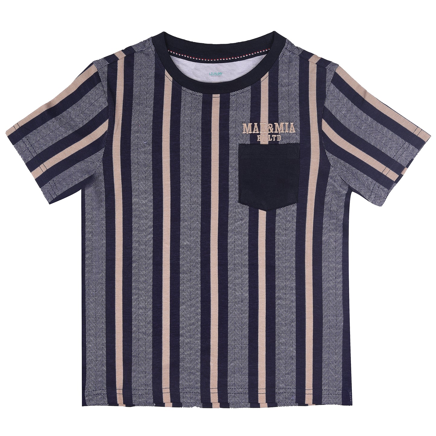 Max & Mia Boys Lining Outing T Shirt With Pocket