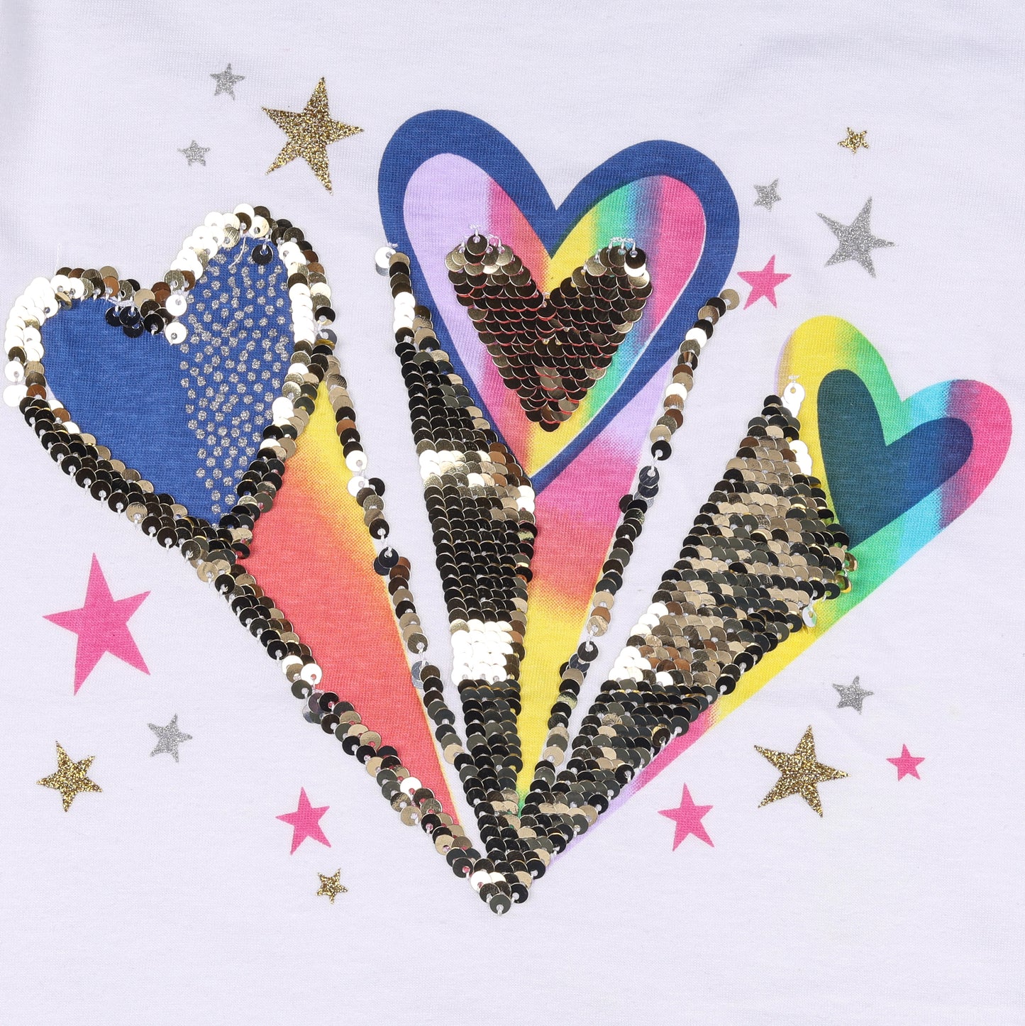 Blooming Hearts Sequin Girls Full Sleeve Casual And Outing T Shirt