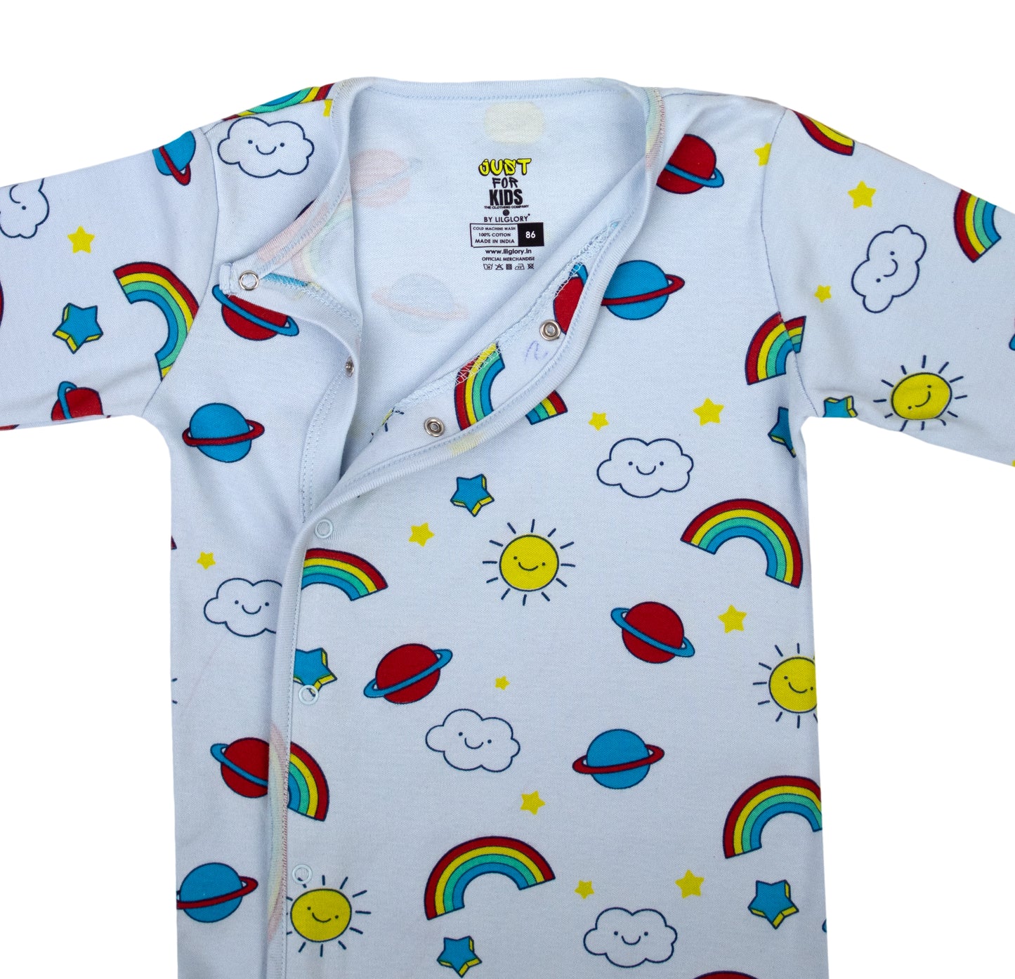 Rainbow Print Soft Baby All Season Romper