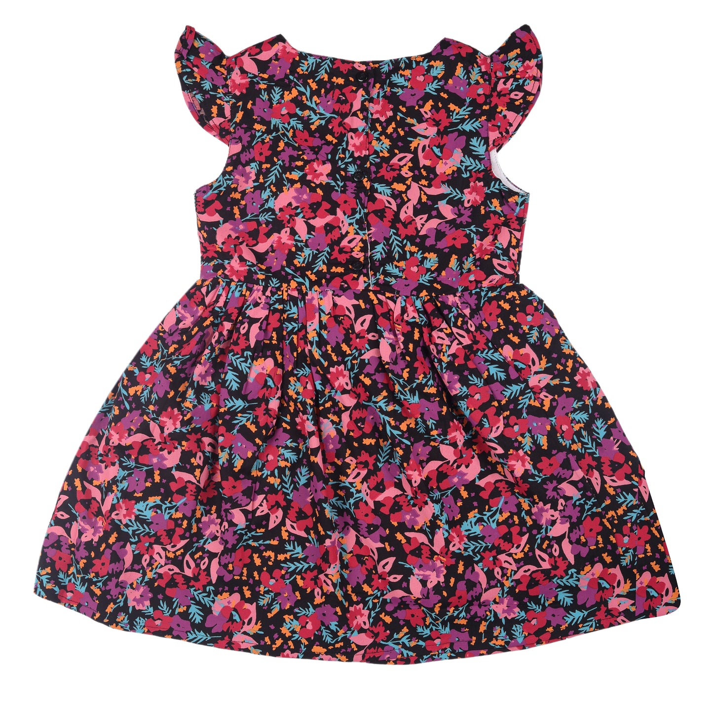 Pink Floral Print Princess Dress with Fly Sleeve Vintage And Party Wear