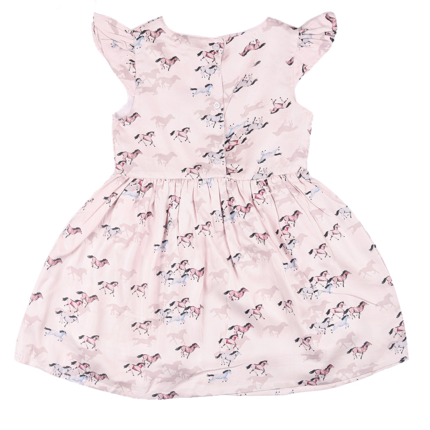 Horses In Valley Print Princess Dress with Fly Sleeve Vintage And Party Wear