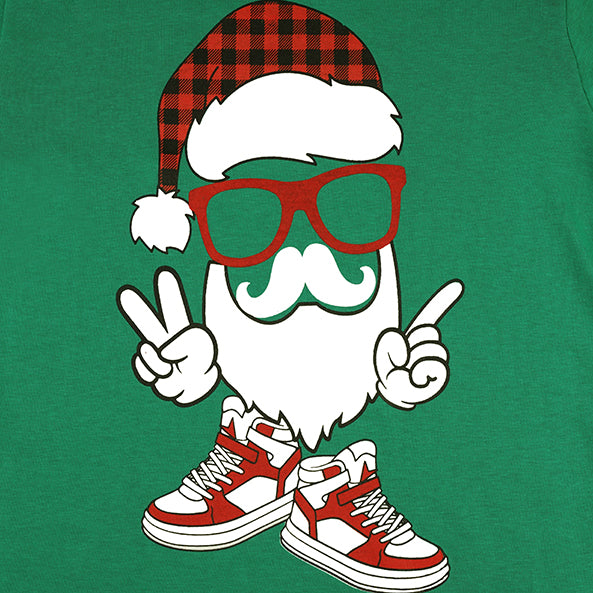 Christmas Vibes Boys Green Party T Shirt