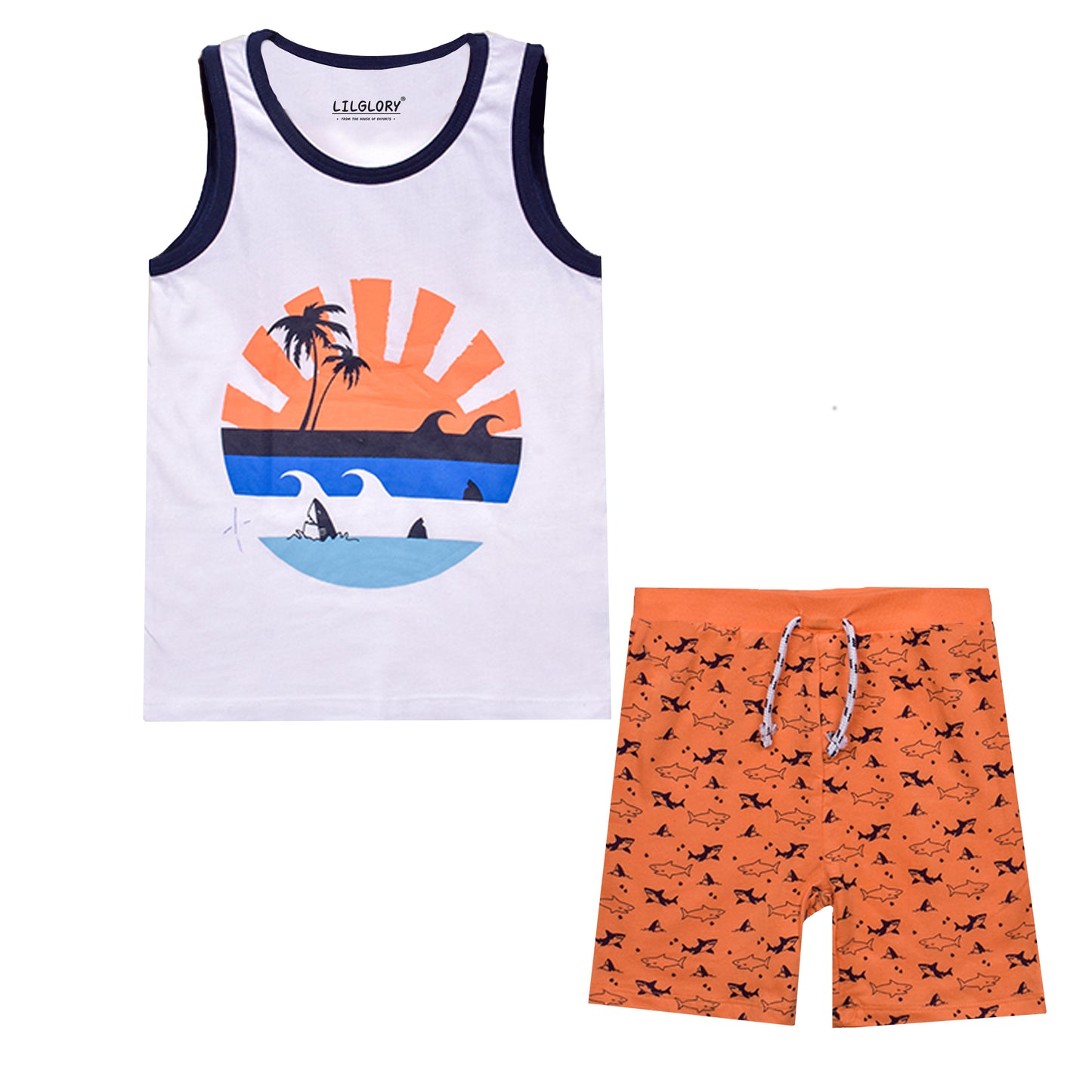 Tropical Shark Boys Shorty Set