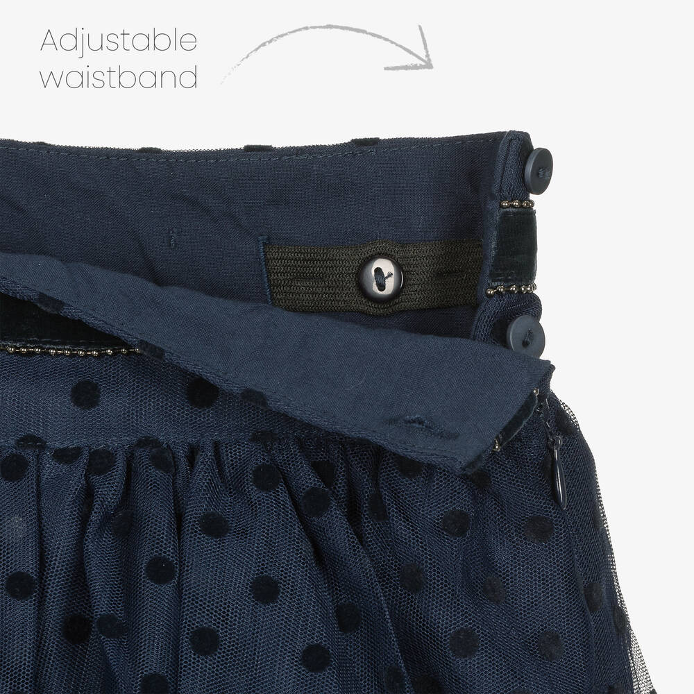Girls Navy Blue Tulle Net Fleece Layered Skirt