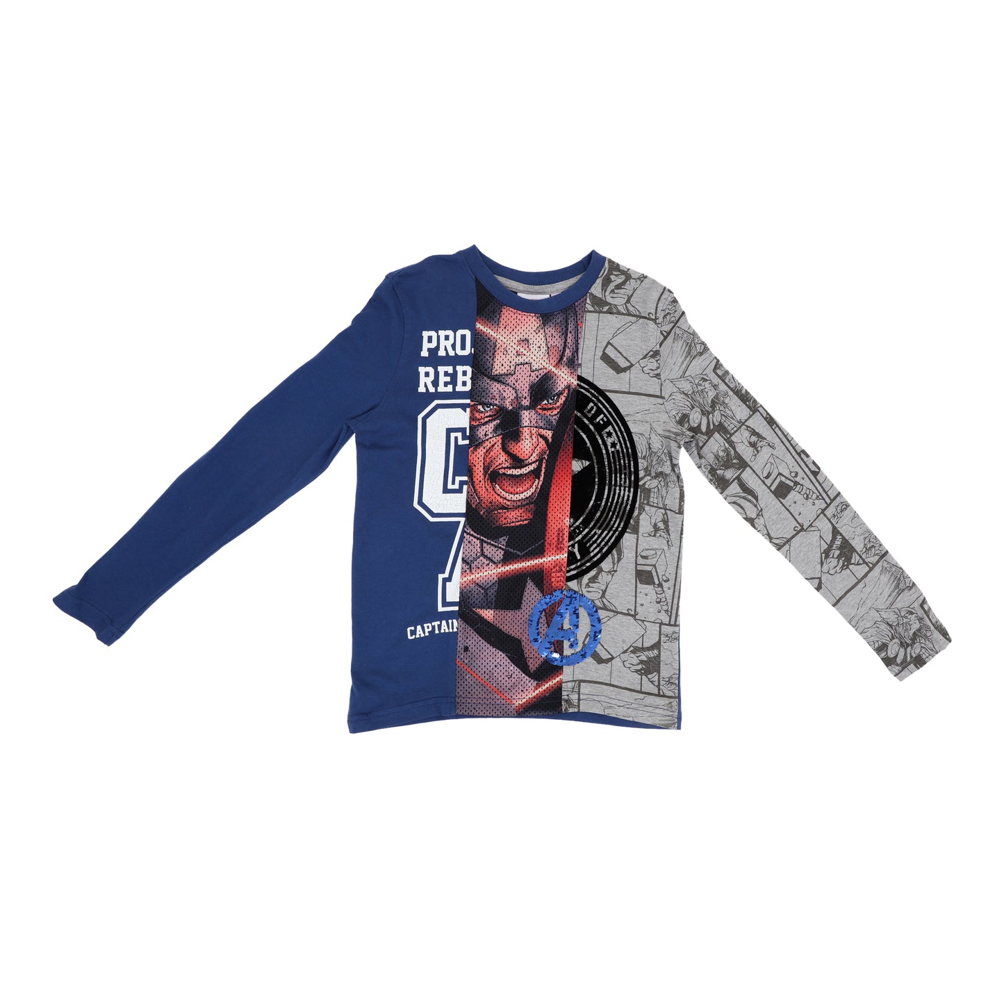 Marvel Captain America Boys Sequin T Shirt