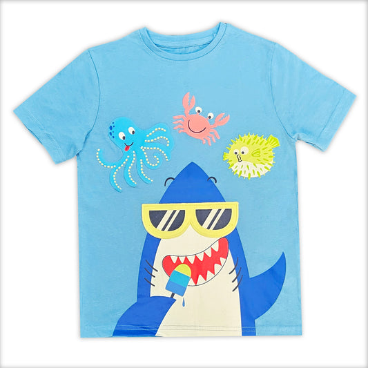 Cool Shark Vibes Print T shirt Just for Kids
