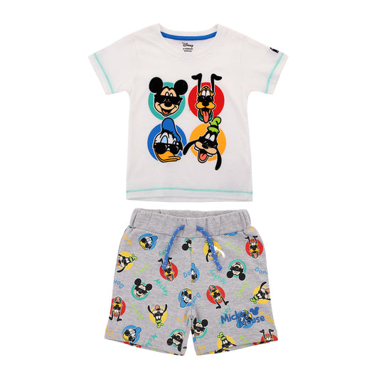 Disney Mickey And Friends Patch Print Boys Shorty Set
