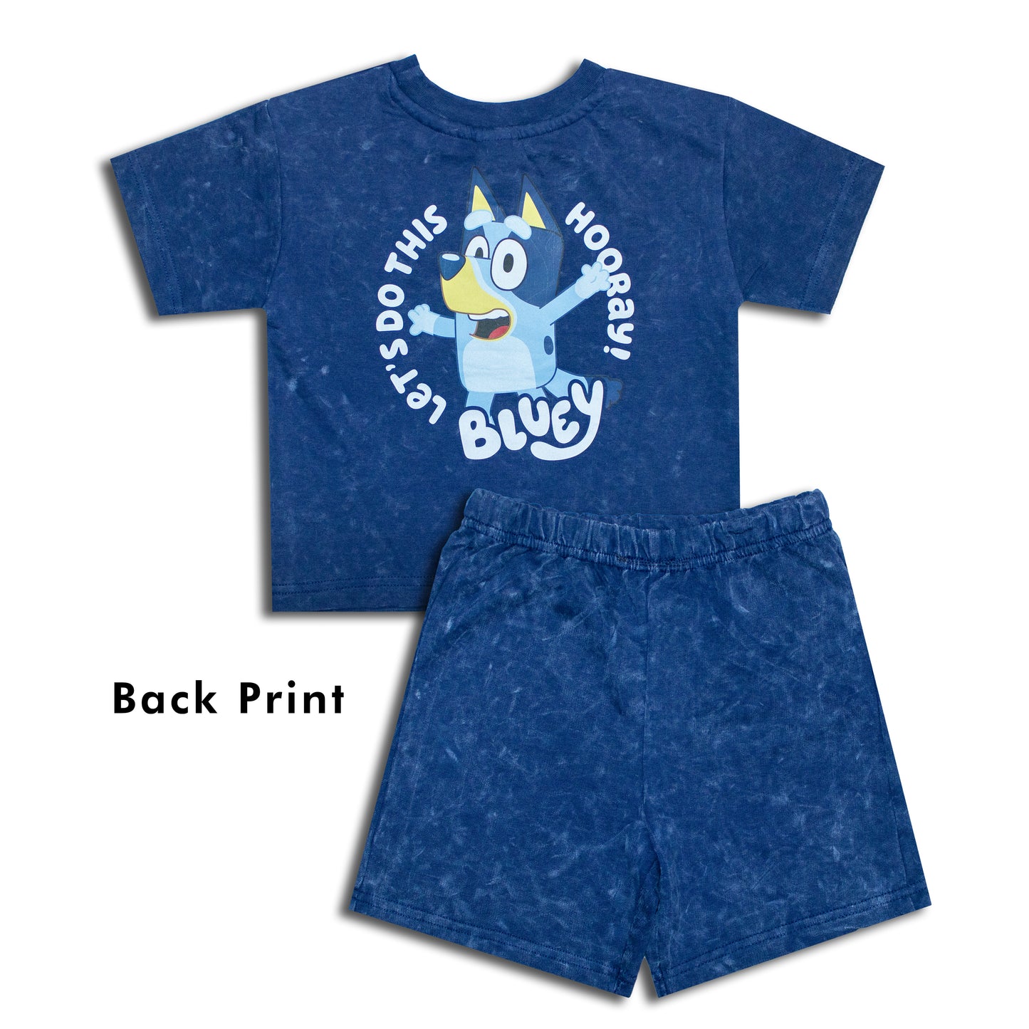 Bluey Dance Mode Smart Stone Wash Drop Shoulder Shorty Set