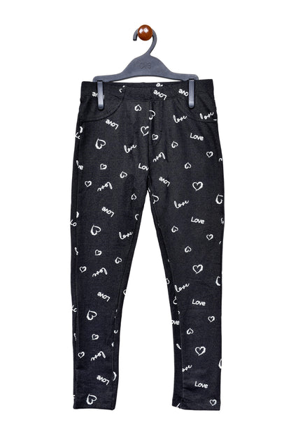Love Print Jeans Style Girls Jegging Pants