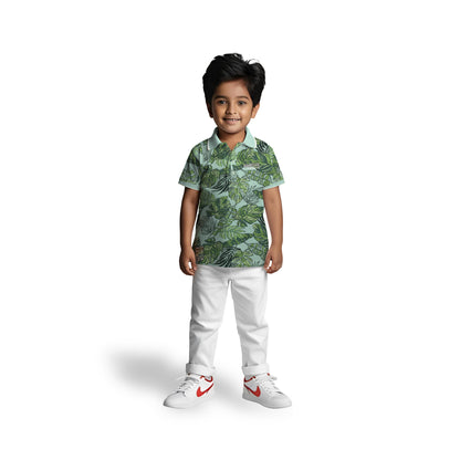 Tropical Forest Green Summer Collar Boys T Shirt