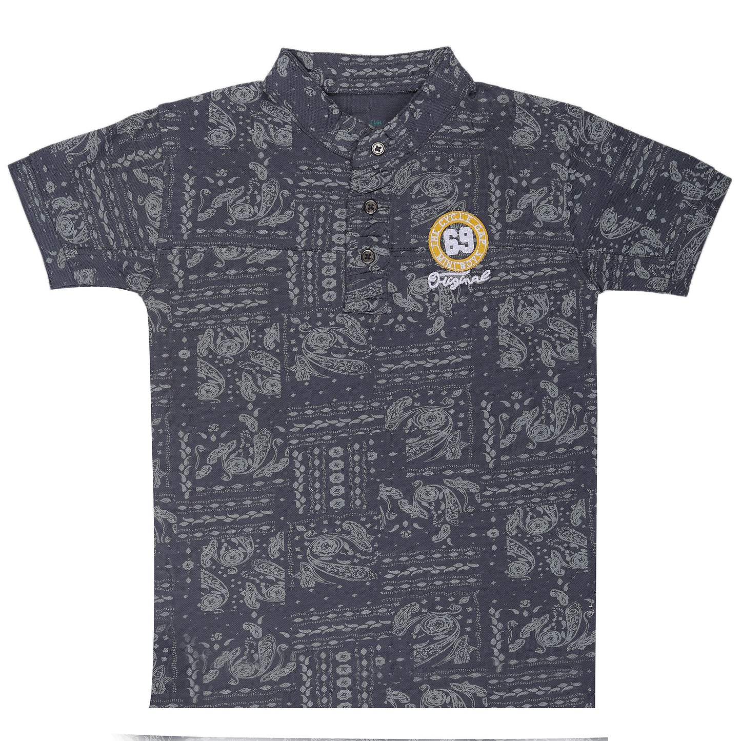 Mandarin Collar Short Sleeve Outing T Shirt