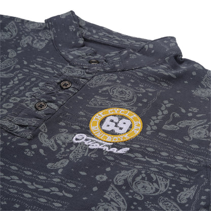 Mandarin Collar Short Sleeve Outing T Shirt