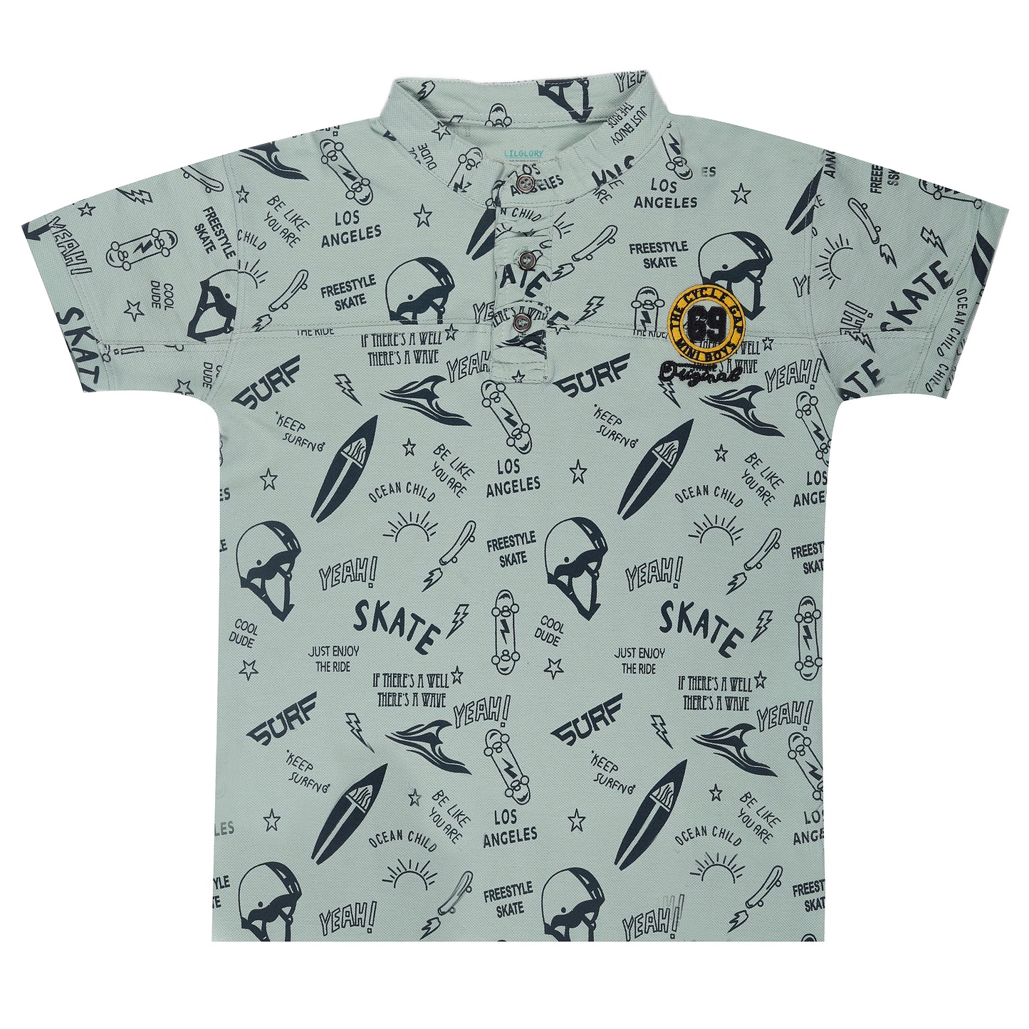 Mandarin Collar Short Sleeve Outing T Shirt