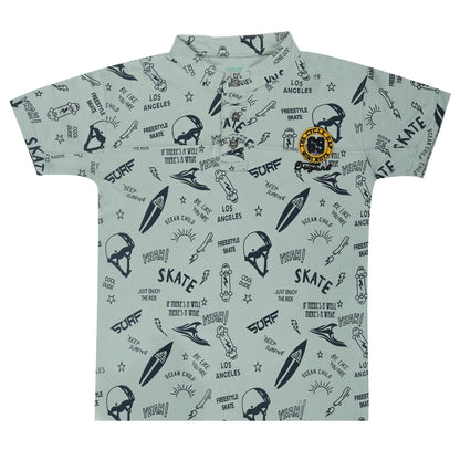 Mandarin Collar Short Sleeve Outing T Shirt