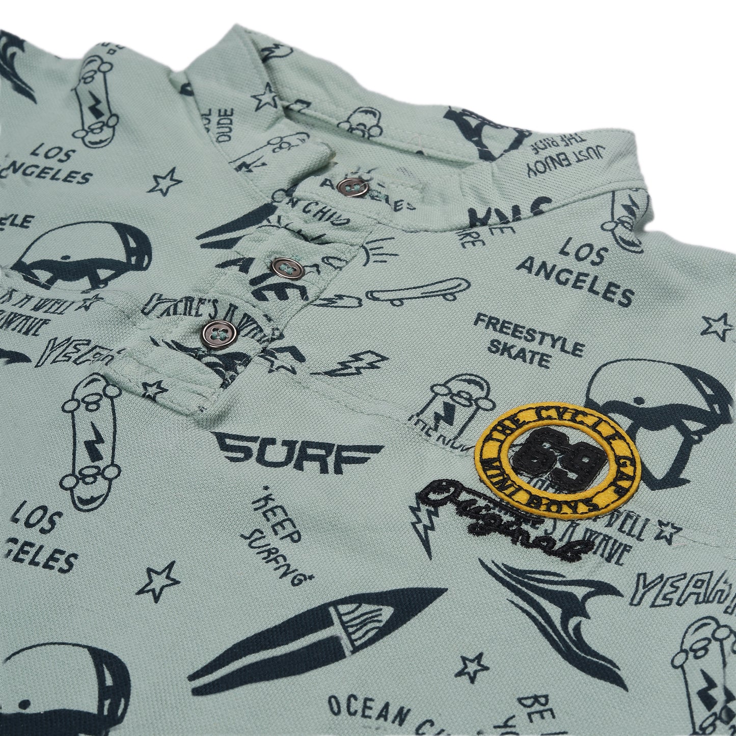 Mandarin Collar Short Sleeve Outing T Shirt