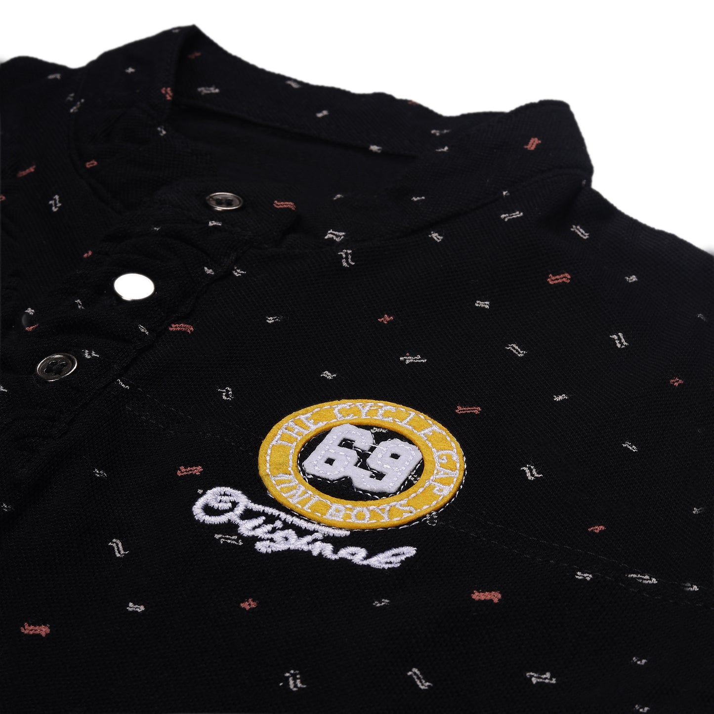 Mandarin Collar Short Sleeve Outing T Shirt