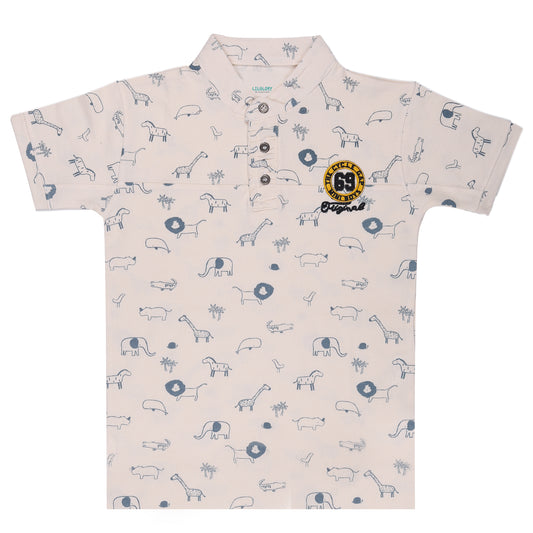 Mandarin Collar Short Sleeve Outing T Shirt