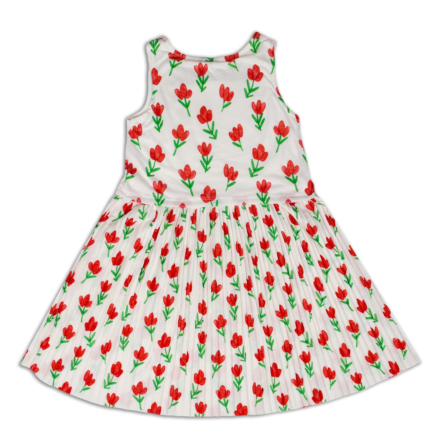 Cute Girl Flower Print Pleated Outing Knit Dress