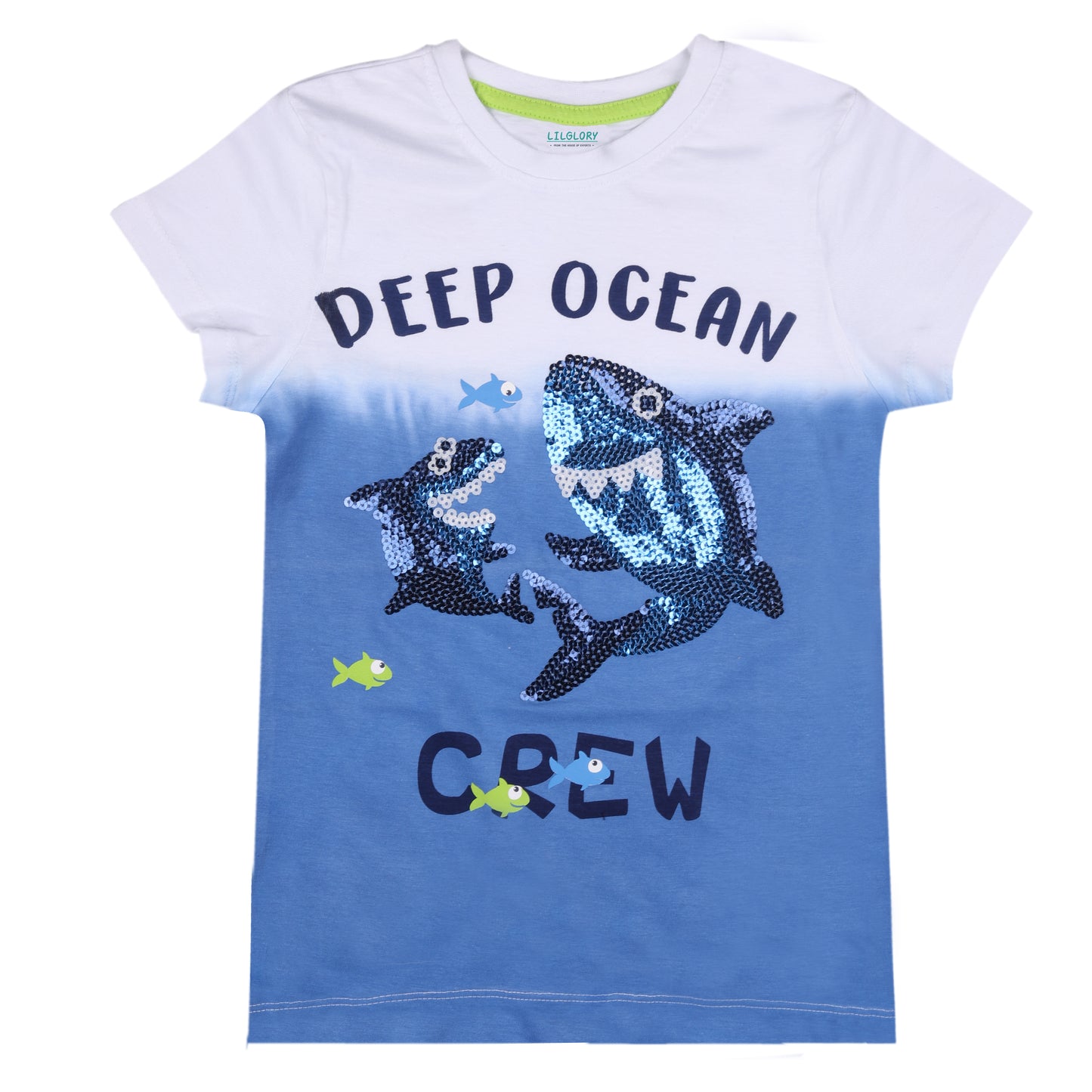 Deep Ocean Crew Sequin Boys Casual And Outing T Shirt