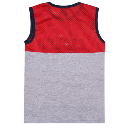 Little Kids Half Mesh Basketball Vest Top Red