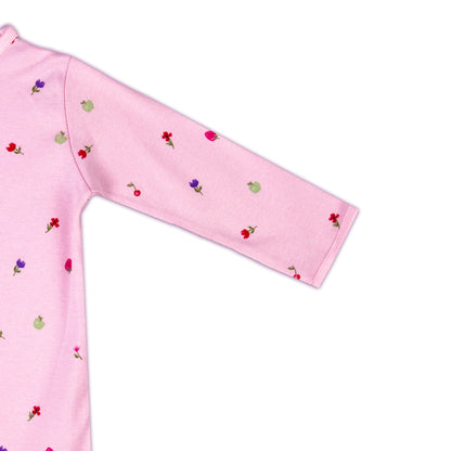 Pink Floral Print Baby All Season Romper