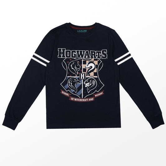 Hogwarts Printed Boys Full Sleeve Knitted Casual And Outing T Shirt