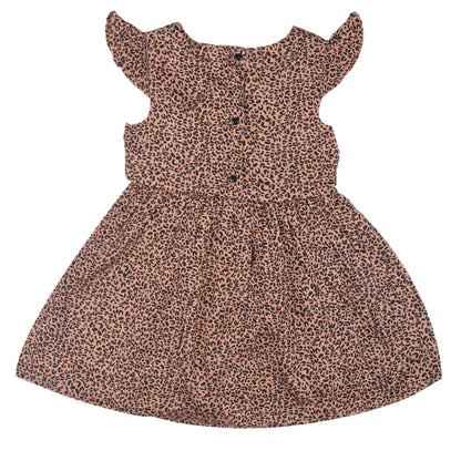 Leopard Print Princess Dress with Fly Sleeve Vintage And Party Wear