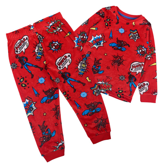 Spiderman Power Velour Flexifit Night Suit Travelling Loungewear & Pyjama Set