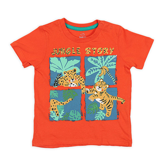 Baby Care Jungle Story Tiger In Jungle Printed T Shirt