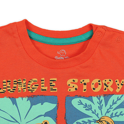 Baby Care Jungle Story Tiger In Jungle Printed T Shirt