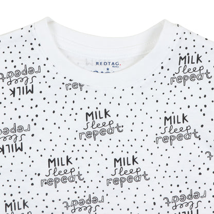 Redtag Milk Sleep Repeat Boys T Shirt