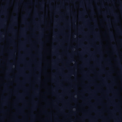 Girls Navy Blue Tulle Net Fleece Layered Skirt