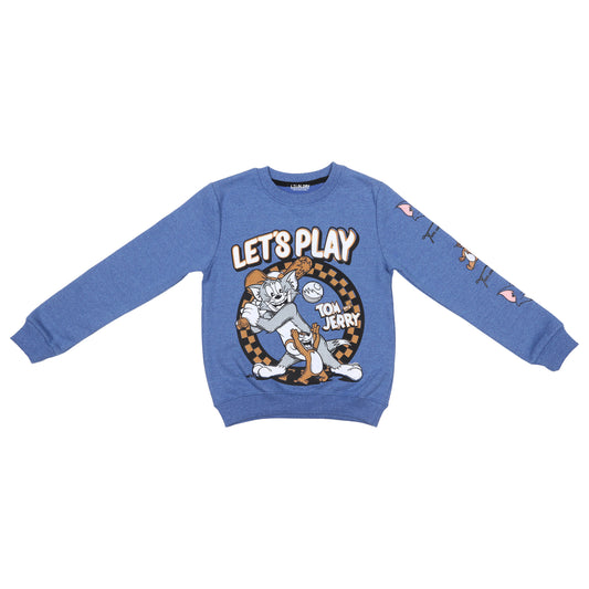 Tom And Jerry  Lets Play Boys Printed Pullover Sweatshirt