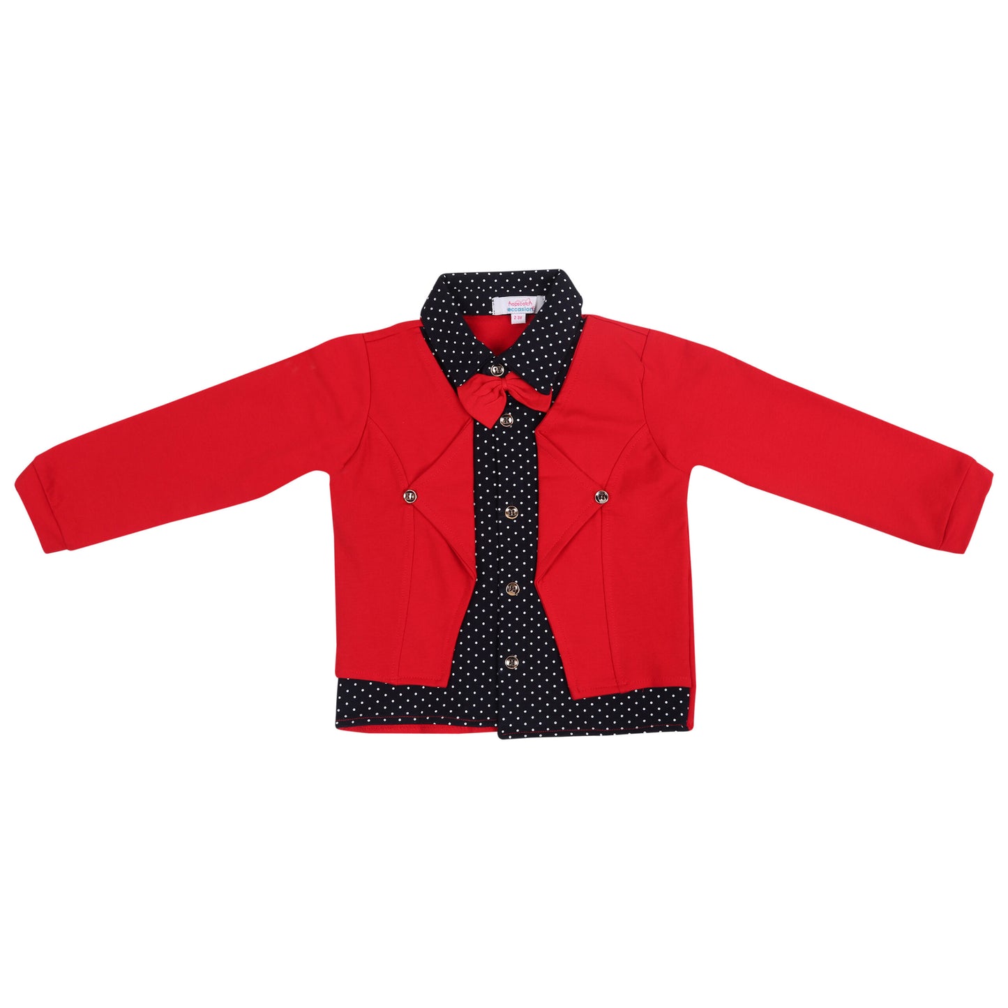 Red Suit With Bow Boys Party Wear Set