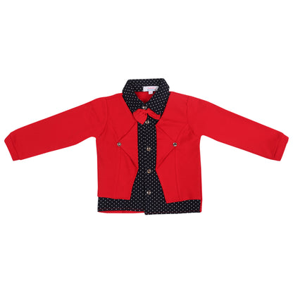 Red Suit With Bow Boys Party Wear Set