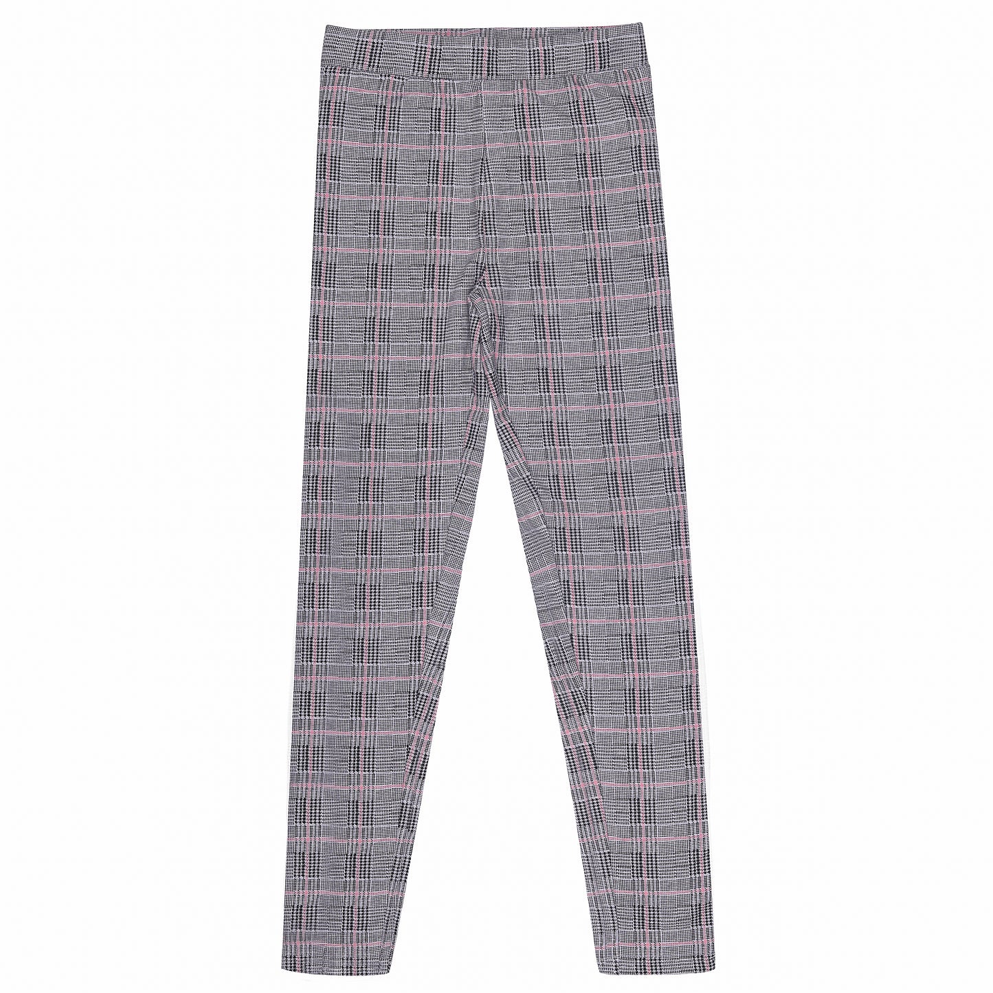 Checkered Pink And Gray Girls Stretch Legging