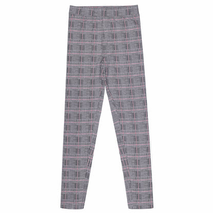 Checkered Pink And Gray Girls Stretch Legging