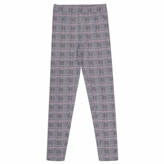 Checkered Pink And Gray Girls Stretch Legging