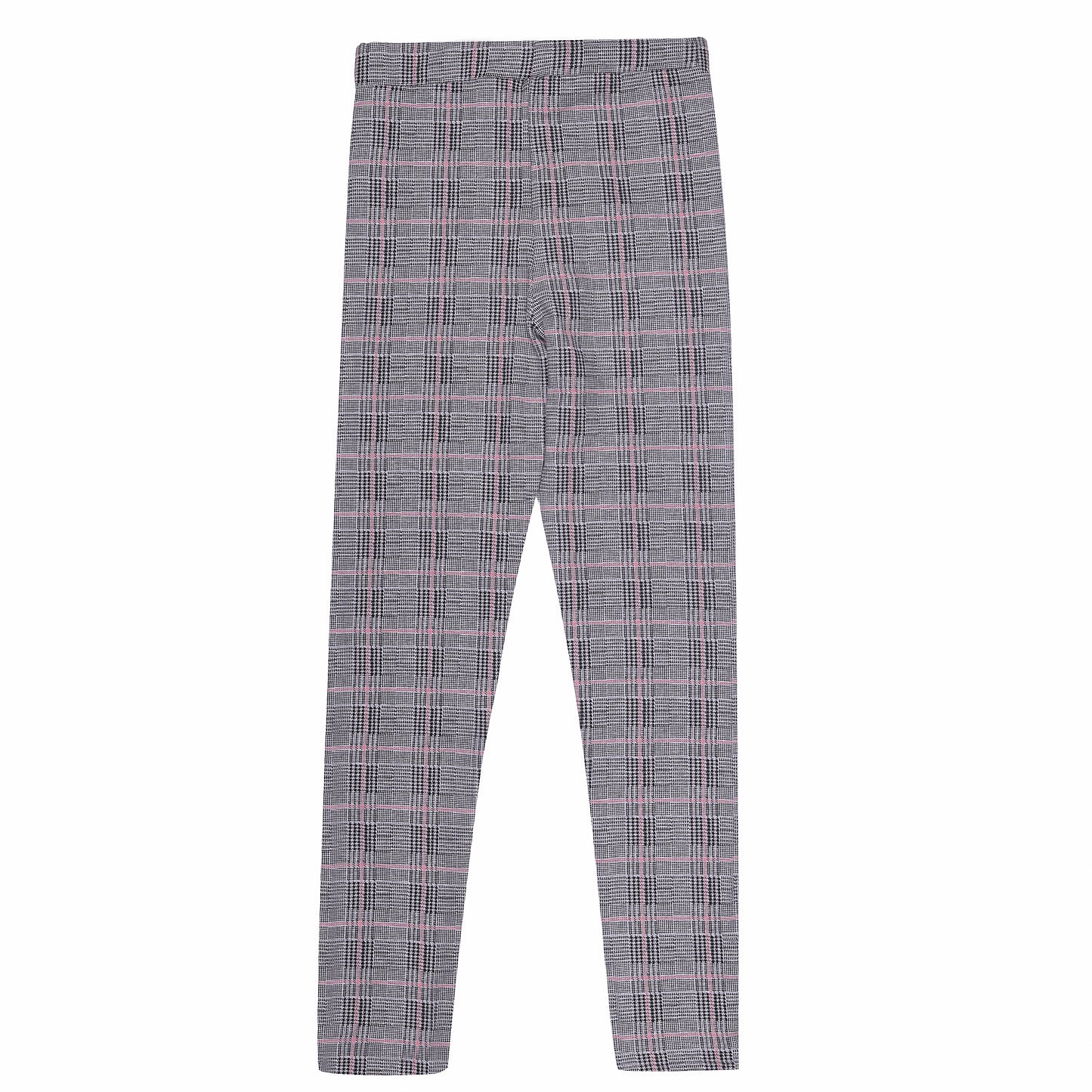 Checkered Pink And Gray Girls Stretch Legging