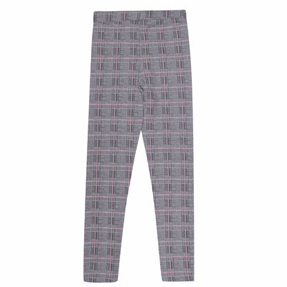 Checkered Pink And Gray Girls Stretch Legging