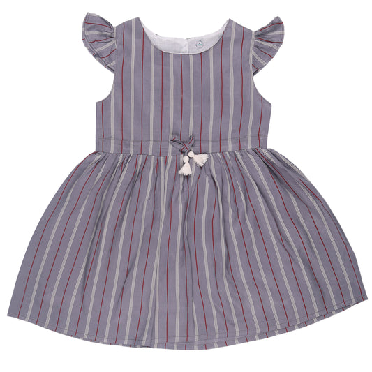 Lining Print Princess Dress with Fly Sleeve Vintage And Party Wear