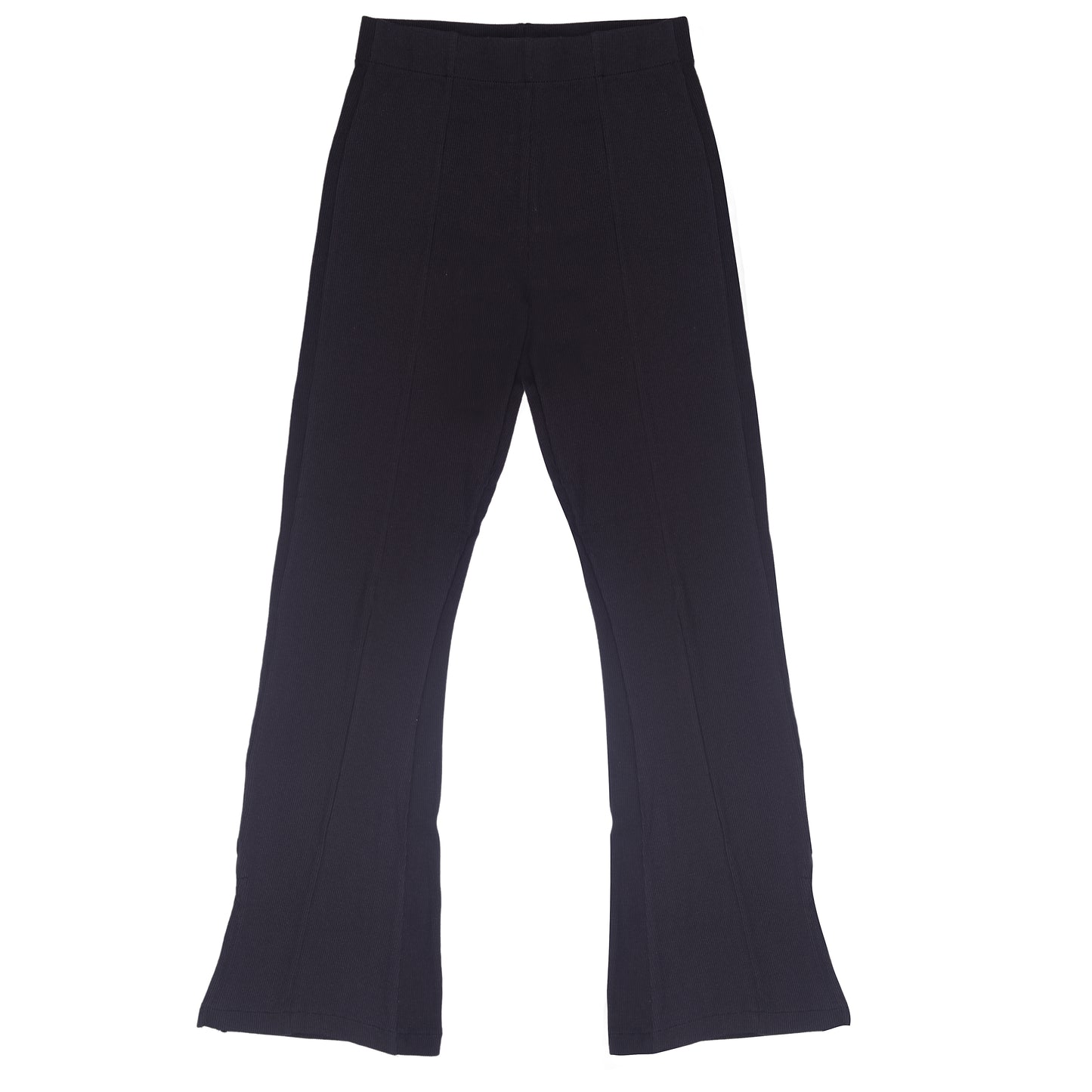 Girls Black Bell Bottom Cut Pants For Daily And Outwear