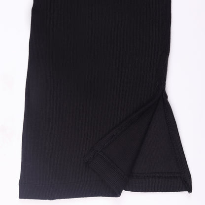 Girls Black Bell Bottom Cut Pants For Daily And Outwear