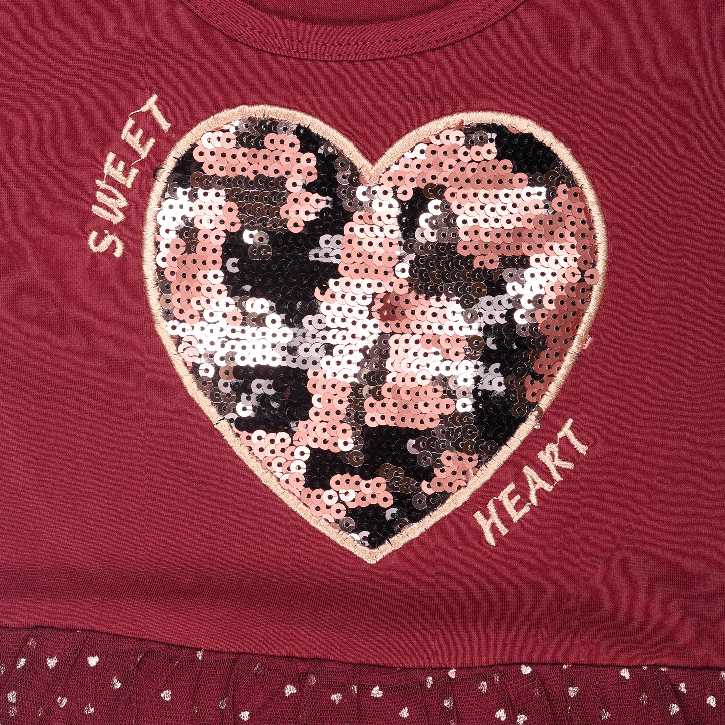 Sweet Heart Upper Sequin Bottom Net Flare Party Dress