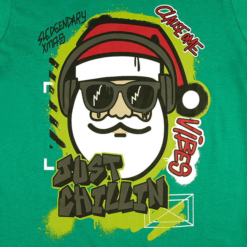 Santa Claus Just Chilling Green Party T Shirt